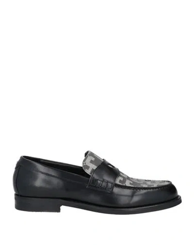 Gcds Man Loafers Black Size 9 Leather, Textile Fibers