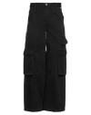 Gcds Logo Patch Wide-leg Cargo Pants In Black