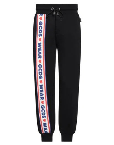 Gcds Jogging Pants With Cute Tape Logo Band In Black