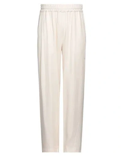 GCDS GCDS MAN PANTS OFF WHITE SIZE 32 VISCOSE, LINEN, COTTON