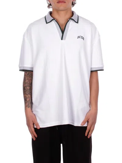 Gcds Man Polo C1meqd112j024 100g Logo Lounge Polo Ss White Green In Red