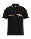 Gcds Waved Logo Print Polo Shirt In Black