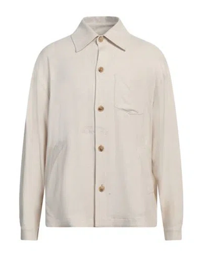Gcds Man Shirt Beige Size Xl Viscose, Linen, Cotton