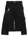 Gcds Black Cotton Bermuda Shorts In Black