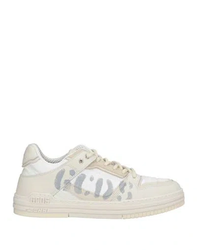 Gcds Man Sneakers Ivory Size 9 Leather, Textile Fibers In Multi