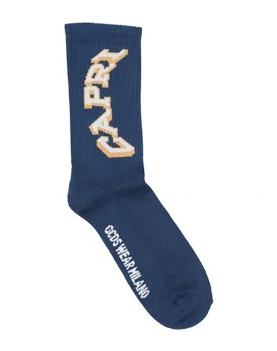 Gcds Man Socks & Hosiery Navy Blue Size 4-6 Cotton, Polyamide, Elastane