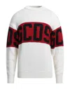 Gcds White Band Logo Sweatshirt In White
