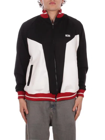Gcds Man Sweatshirt C1meqe116c008 999a Color Block Track Jkt Black White In Multi