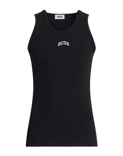 Gcds Man Tank Top Black Size L Cotton, Elastane