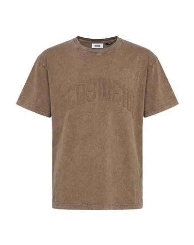 Gcds Man T-shirt Brown Size Xs Cotton