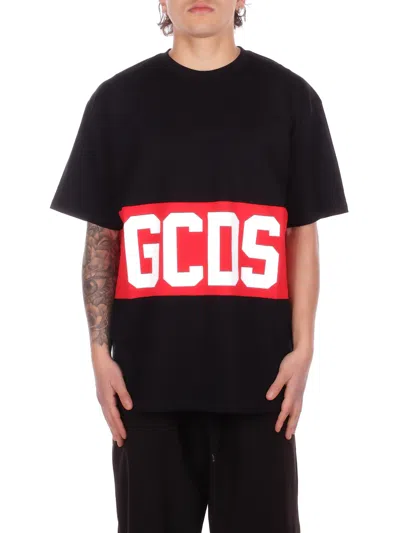 Gcds Man T-shirt Z0mlqc140j101 999r Band Logo Loose Ss T-shirt Black Red