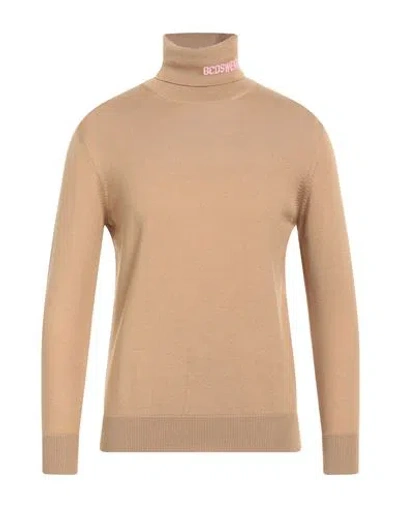 Gcds Man Turtleneck Beige Size S Wool, Acrylic In Orange