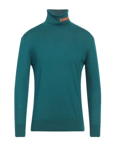 Gcds Man Turtleneck Green Size S Wool, Acrylic In Green