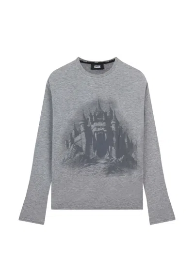 Gcds Maniche Lunghe Gothic Graphic-print Long-sleeve T-shirt In Multi