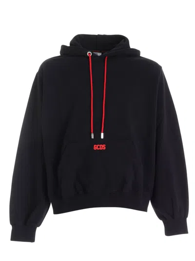 GCDS MAXI BLACK SWEATSHIRT FEATURING RUBBER LOGO