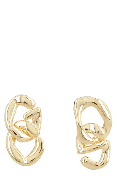 Gcds Maxi Chain Earrings With Logo In Gold