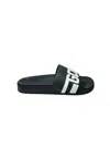 Gcds Men's Shoes  Sliders Logo Chain Black-white In Black