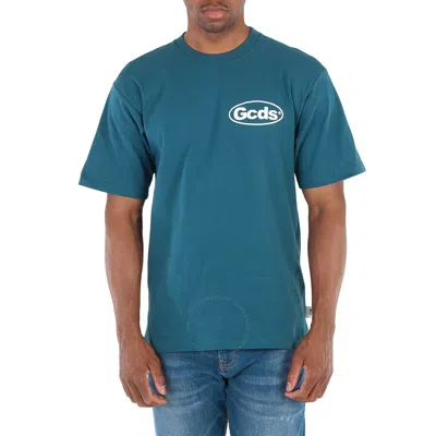 Gcds Men's Teal Shop List Cotton T-shirt In Blue