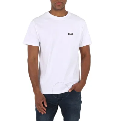 Gcds Men's White Cotton Logo Low Band T-shirt