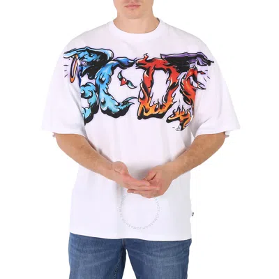 Gcds Men's White Heaven And Hell Graphic Print T-shirt