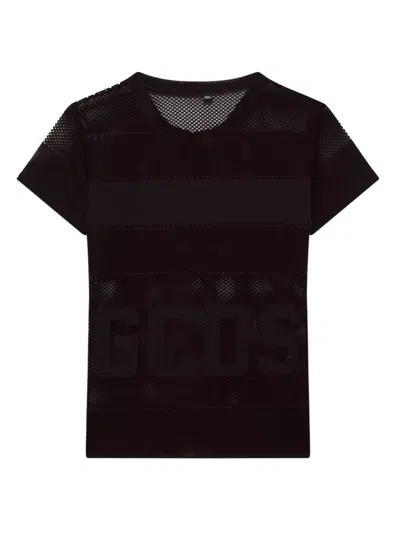 Gcds Mesh T-shirt With Logo In Black