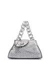 Gcds Small Comma Metallic Leather Bag In Silver