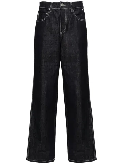 Gcds Mid-rise Wide-leg Jeans In Blau