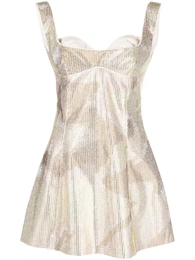 Gcds Mina Bell Crystal-embellished Minidress In Neutrals