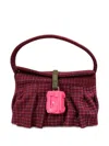 Gcds Mini Comma Checked Shoulder Bag In Burgundy