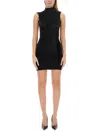 Gcds Black Stretch Velvet Sleeveless Minidress In Black