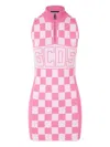 Gcds Half Zip Mini Dress With Checked Print