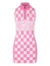 Gcds Half Zip Mini Dress With Checked Print