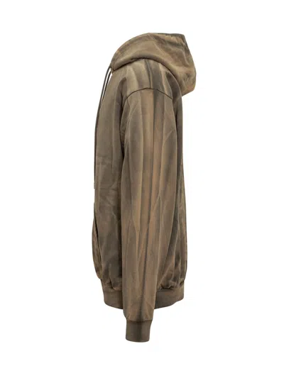 Gcds Mini Hooded Sweatshirt With Tie-dye Detail In Military Green