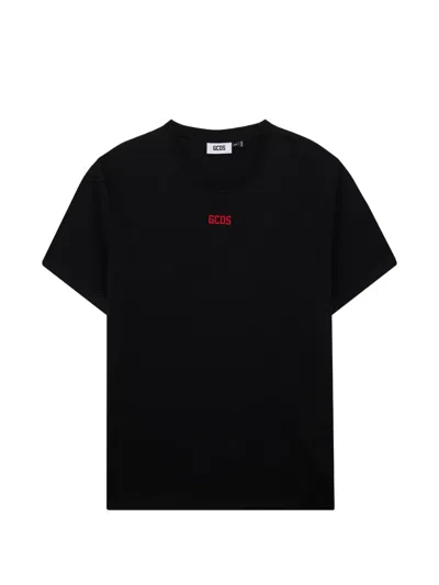 Gcds Mini Logo-detail Cotton T-shirt In Black