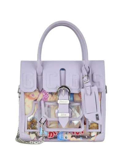 Gcds Mini Man Bag Logo-patch Hentai-print Tote Bag In Purple