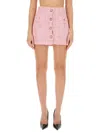 Gcds Fringe Trim Tweed Buttoned Short Skirt