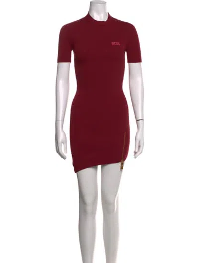 Pre-owned Gcds Mock Neck Mini Dress In Red