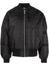 Gcds Monogram-pattern Zip-up Bomber Jacket In Black