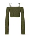 Gcds Monogram Cropped Knit Sweater In Green