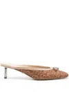Gcds Monogram-embossed 60mm Raffia Mules In Brown