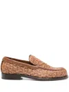 Gcds Monogram-embossed Raffia Loafers In Braun