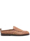 Gcds Monogram-embossed Raffia Mules In Brown