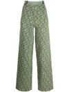 Gcds Monogram High-waisted Knit Trousers In 60 Military