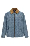 Gcds Monogram Denim Harrington Jacket In Blue