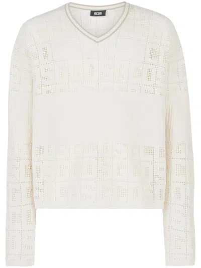 Gcds Monogram-macramé Jumper In White