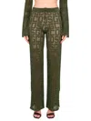 Gcds Logo-print High Waist Trousers In Military Green