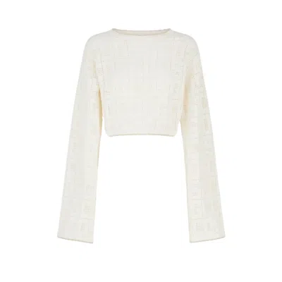 Gcds Monogram Macramé Top In White