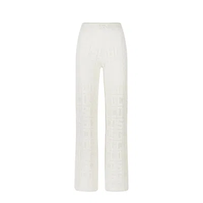 Gcds Monogram Crochet-knit Trousers In Monogram Macramé Trousers