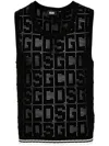 Gcds Monogram-pattern Sleeveless Jumper In Black