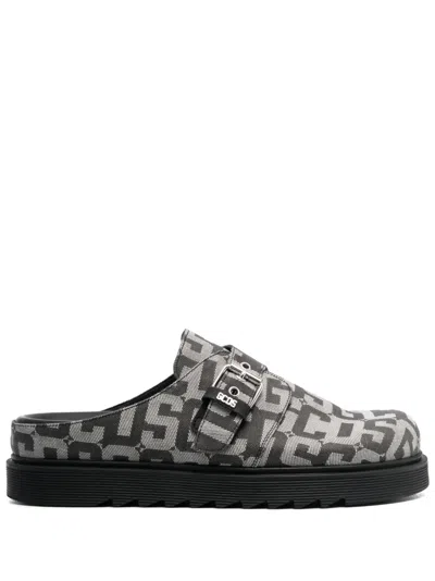 Gcds Monogram-print Buckled Mules In Black